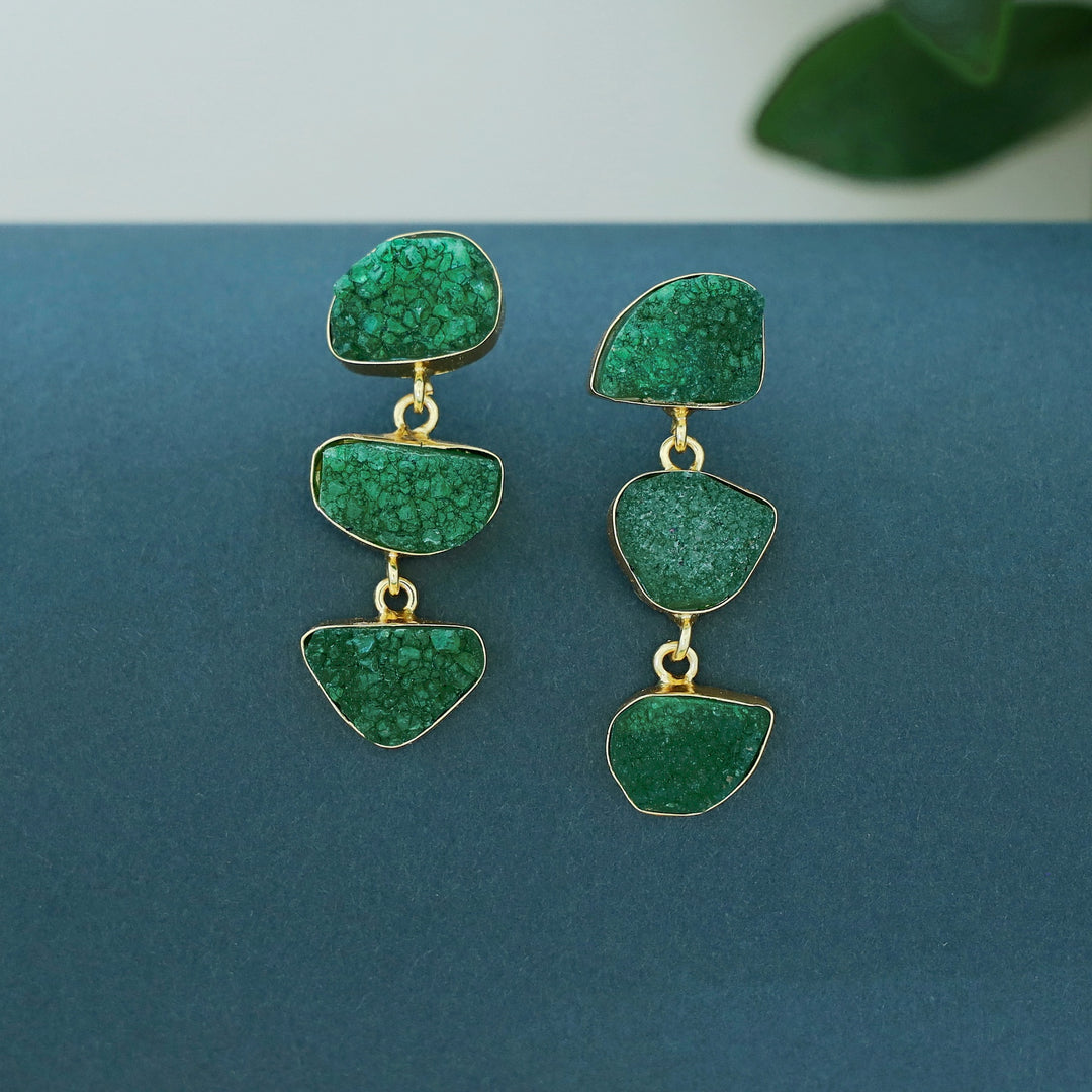 Trikaya Triple Druzy Stone Earring