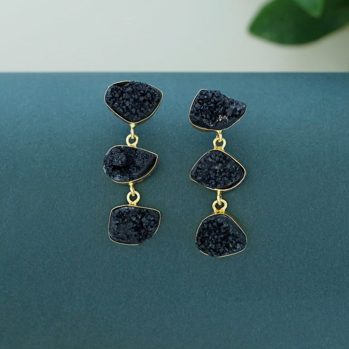 Trikaya Triple Druzy Stone Earring