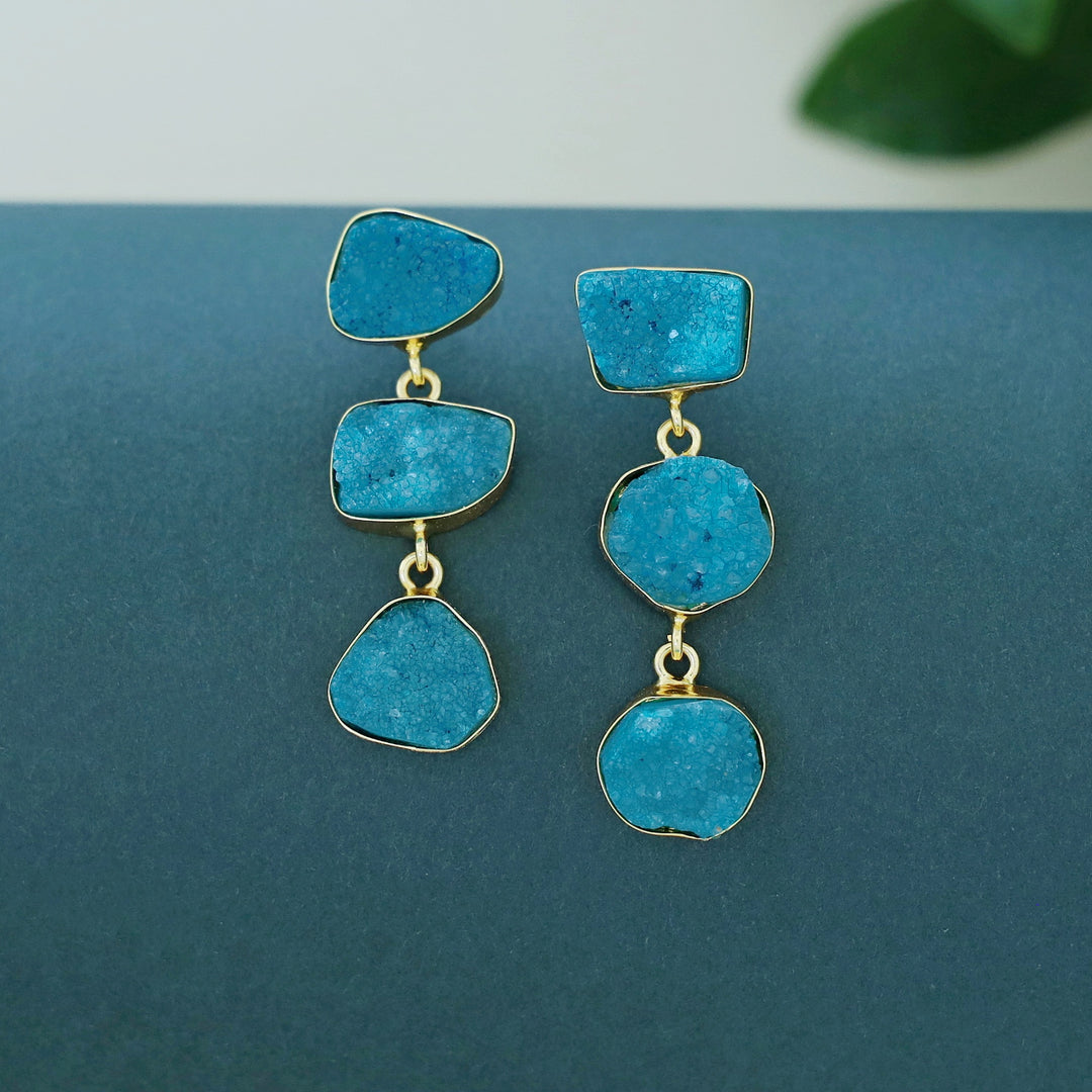 Trikaya Triple Druzy Stone Earring