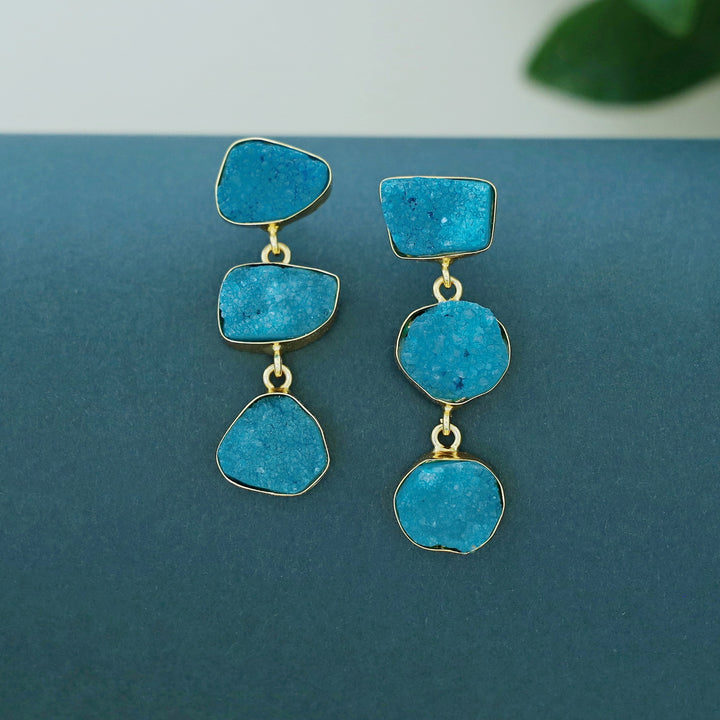 Trikaya Triple Druzy Stone Earring