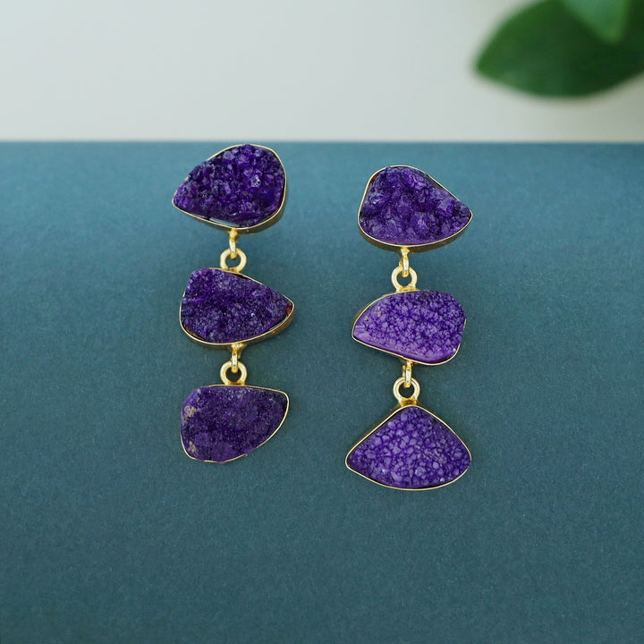Trikaya Triple Druzy Stone Earring