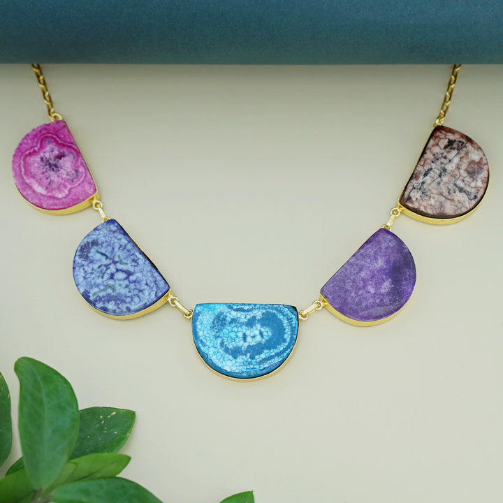 Cecilia Half Circle 5 Agate Short Neckpiece