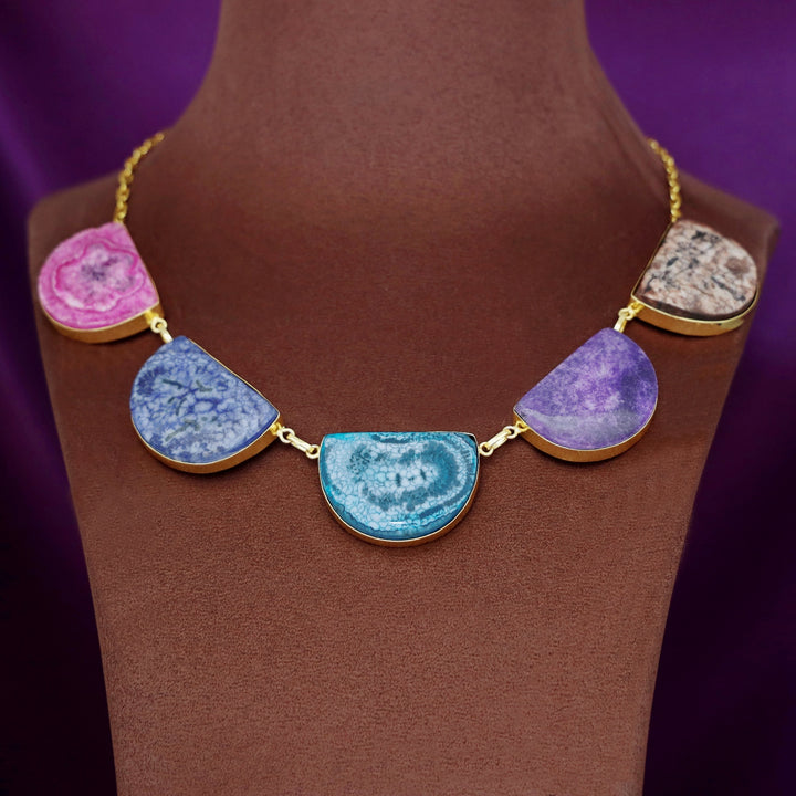 Cecilia Half Circle 5 Agate Short Neckpiece