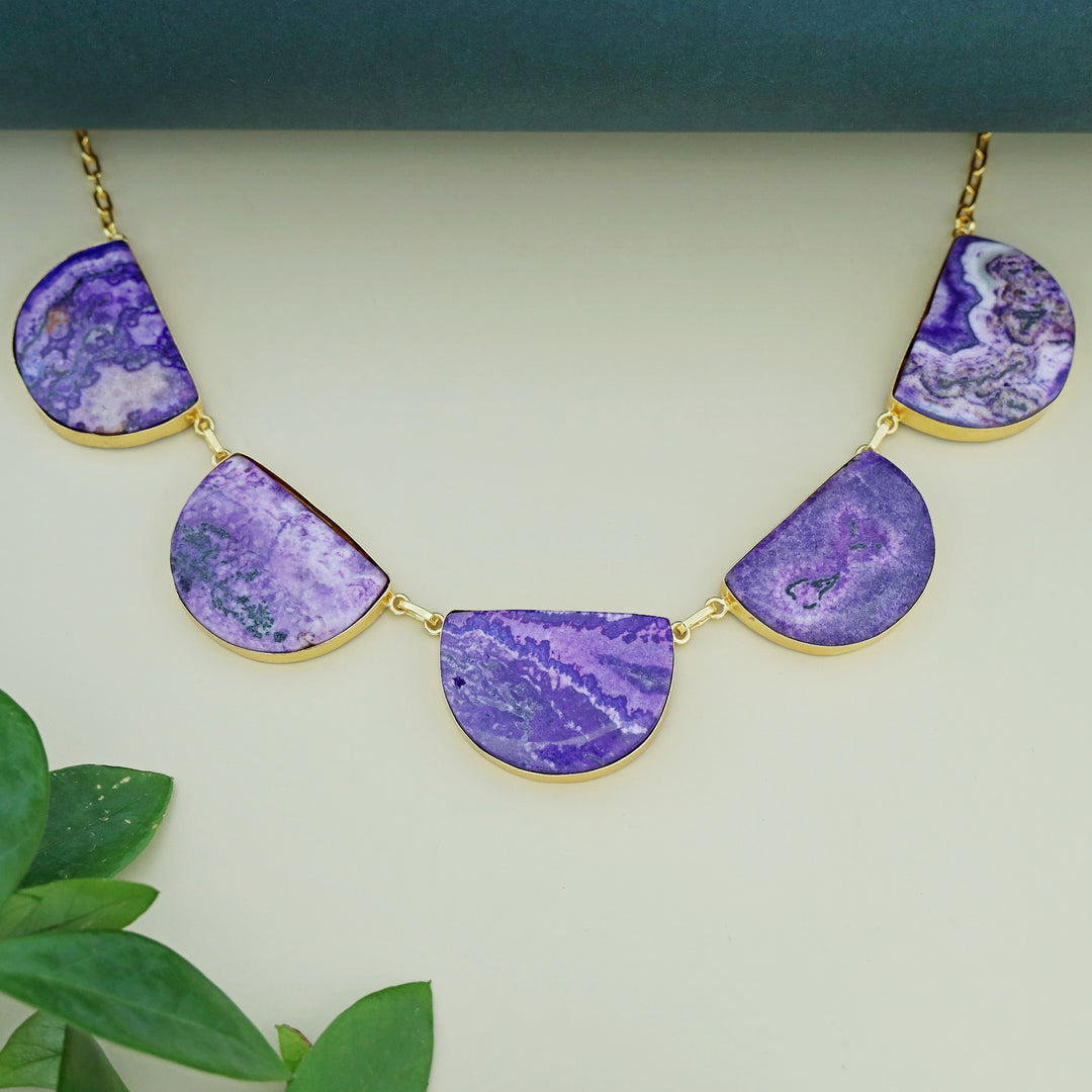 Cecilia Half Circle 5 Agate Short Neckpiece