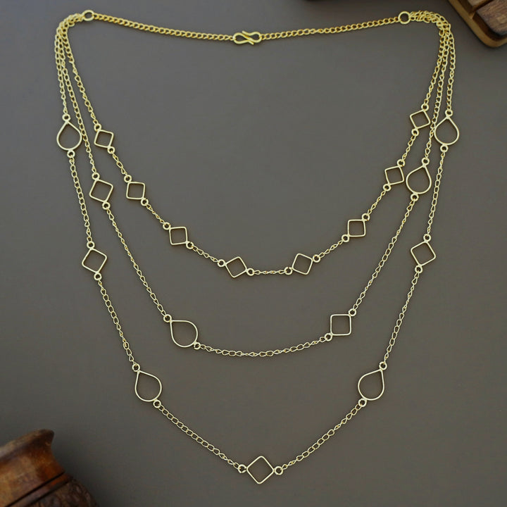 Golden 3 Layer Drop & Diamond Neckpiece