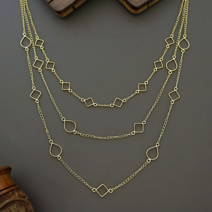 Golden 3 Layer Drop & Diamond Neckpiece