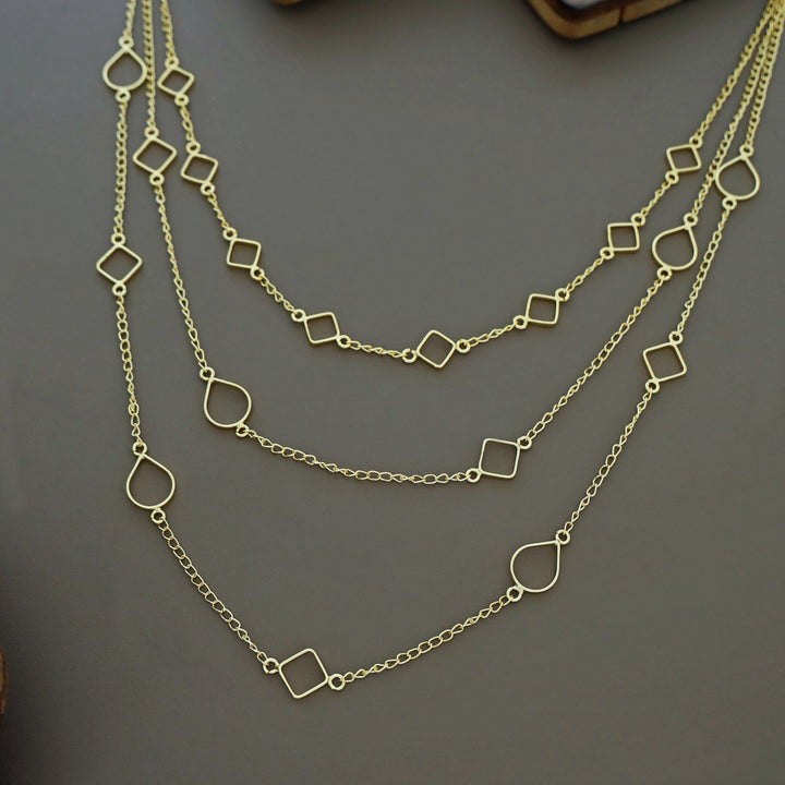 Golden 3 Layer Drop & Diamond Neckpiece