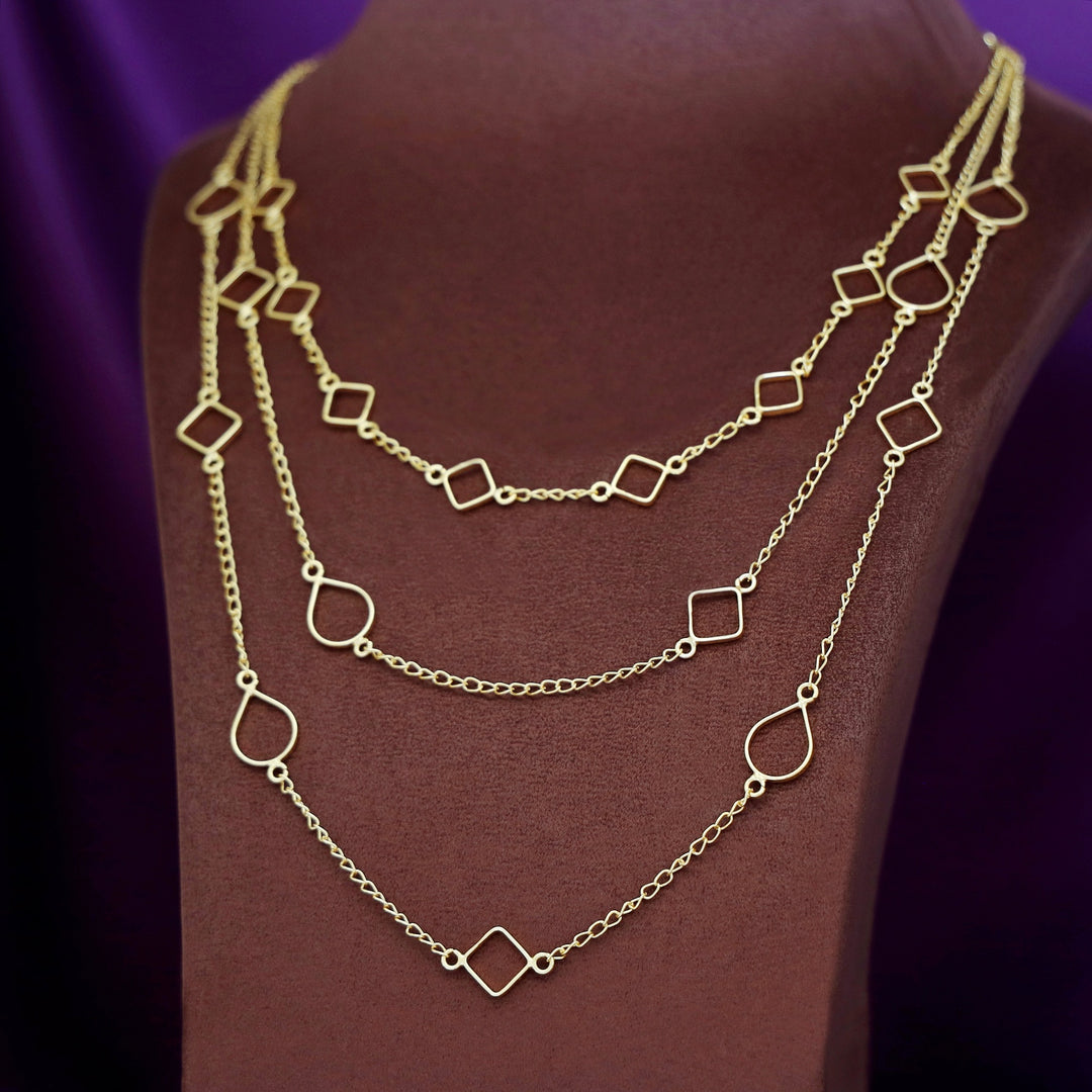 Golden 3 Layer Drop & Diamond Neckpiece