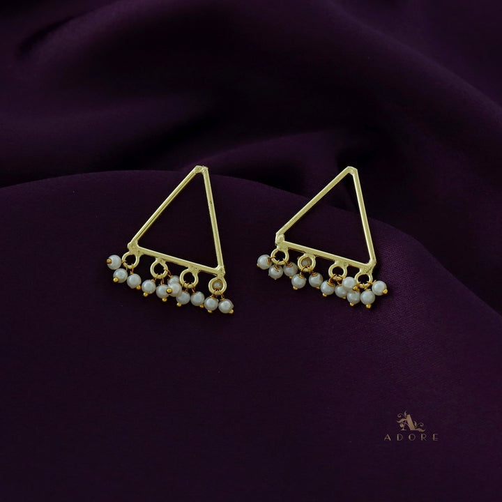 Golden Triangle And Cluster Pearl Earring