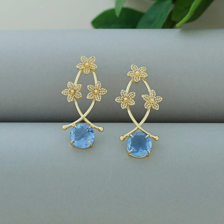 Anara Tri Flower Glossy Claw Earring
