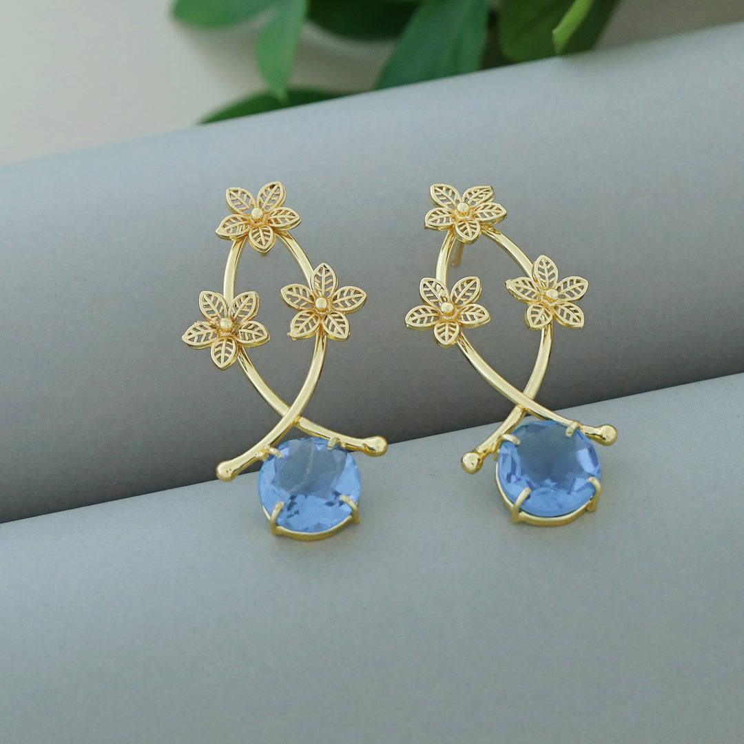Anara Tri Flower Glossy Claw Earring