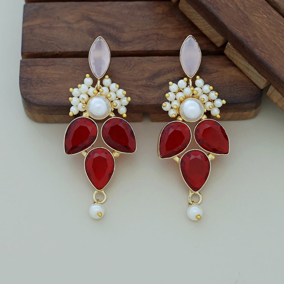 Magena Pearl Drop Glossy Stone Earring
