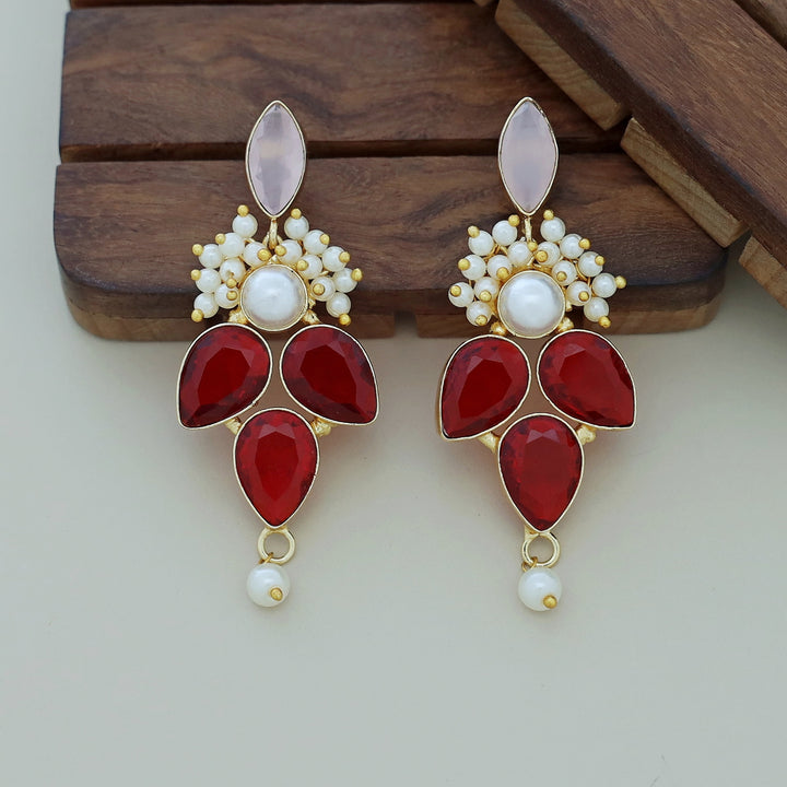 Magena Pearl Drop Glossy Stone Earring