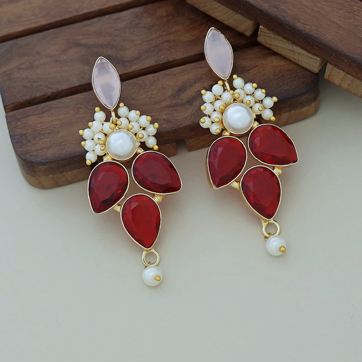 Magena Pearl Drop Glossy Stone Earring