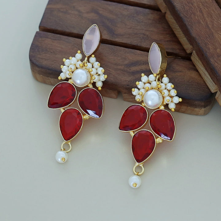 Magena Pearl Drop Glossy Stone Earring