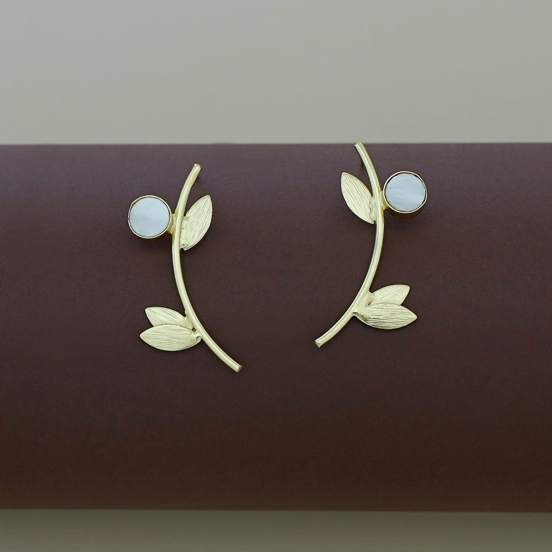 Golden Leafy Acer Glossy Earring