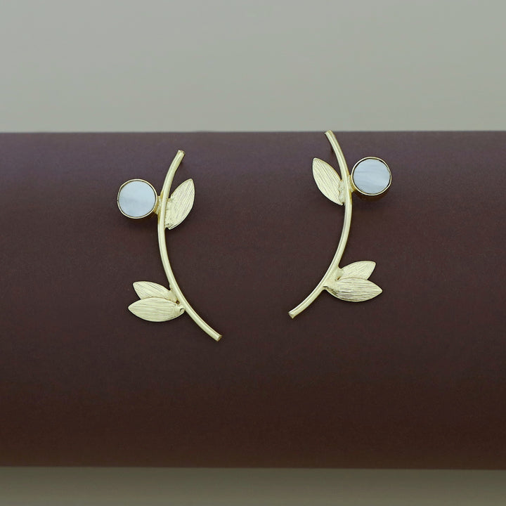 Golden Leafy Acer Glossy Earring