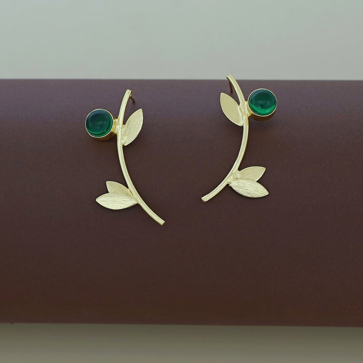 Golden Leafy Acer Glossy Earring