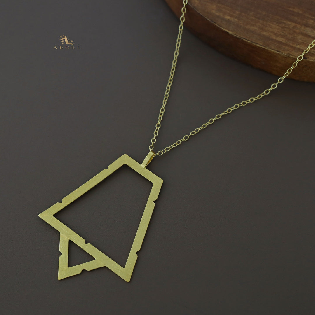 Multi Shape Golden Pendant Short Neckpiece
