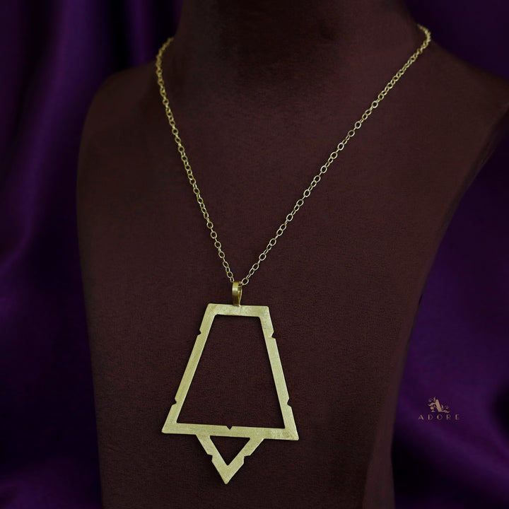 Multi Shape Golden Pendant Short Neckpiece