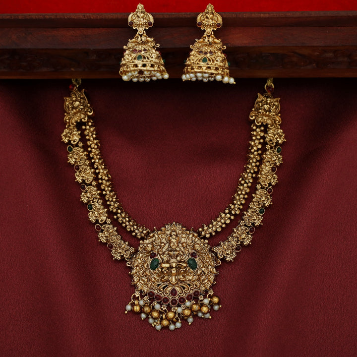 Pranami Devi 2 Layer Neckpiece With Earring