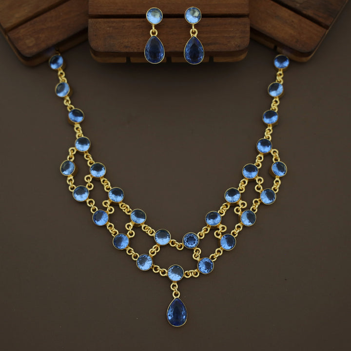 Dual Layer Fresh Water Pearl Glossy Neckpiece With Earring