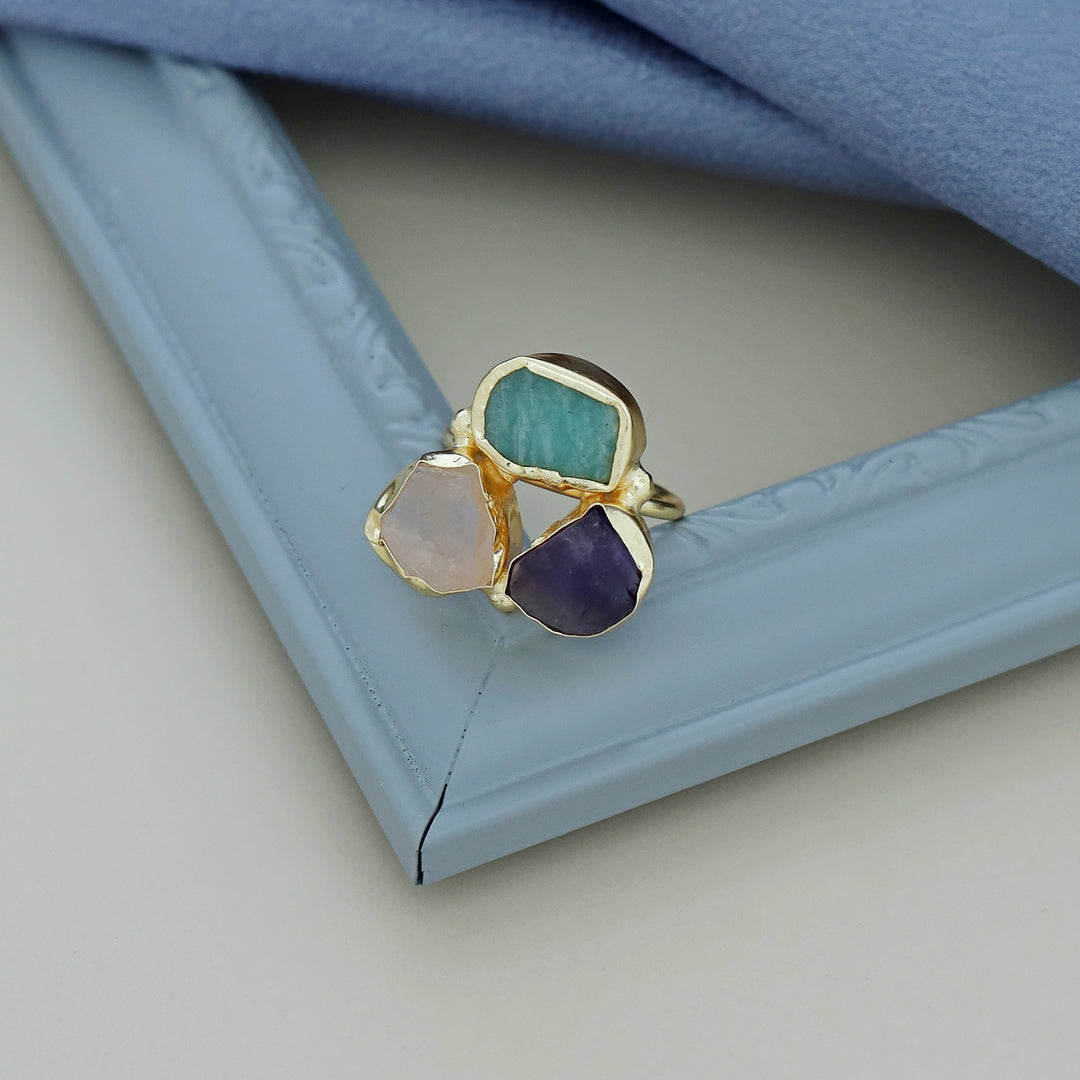 3 Raw Stone Ring