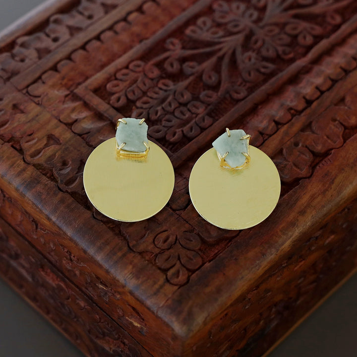 Priscilla Golden Circle Claw Raw Stone Earring