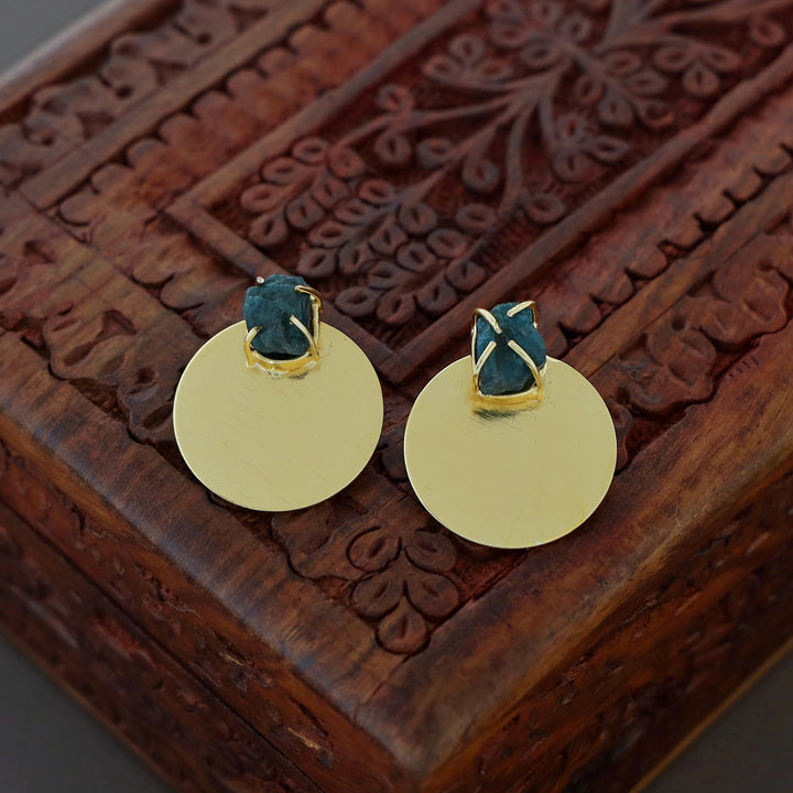 Priscilla Golden Circle Claw Raw Stone Earring