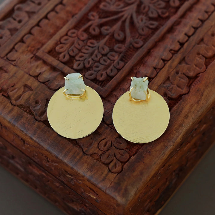 Priscilla Golden Circle Claw Raw Stone Earring