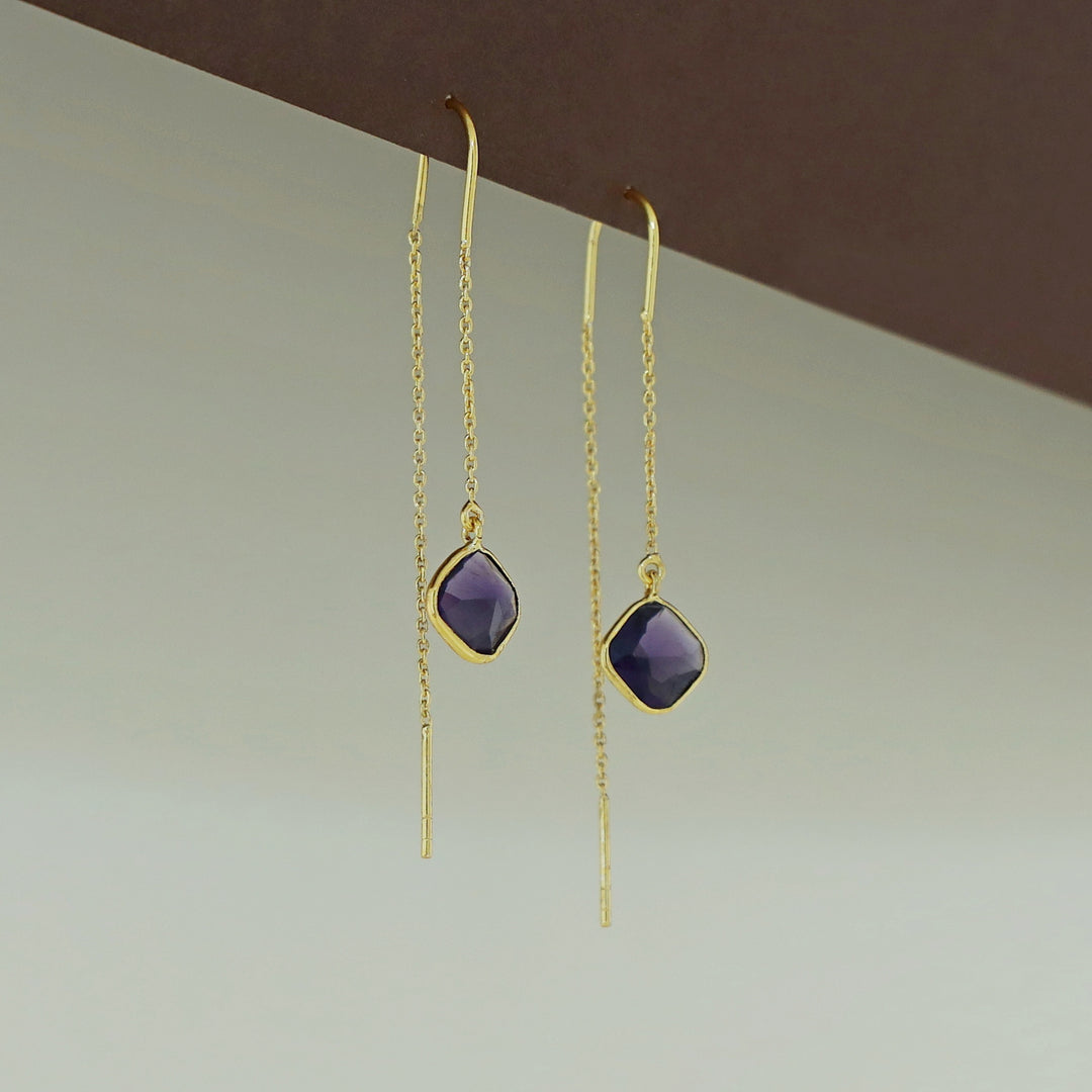 Camille Glossy Diamond Needle And Thread Earring