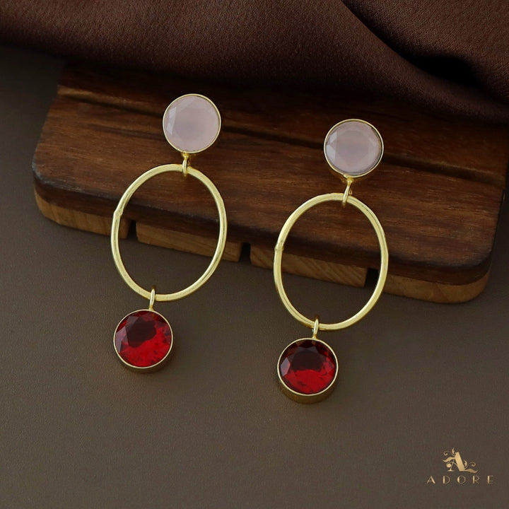 Rumi Glossy Twin Circle Golden Oval Earring