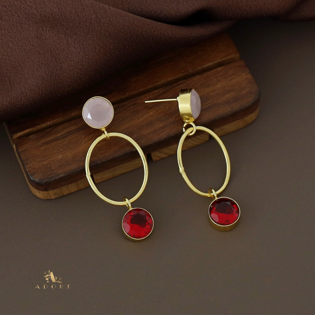 Rumi Glossy Twin Circle Golden Oval Earring