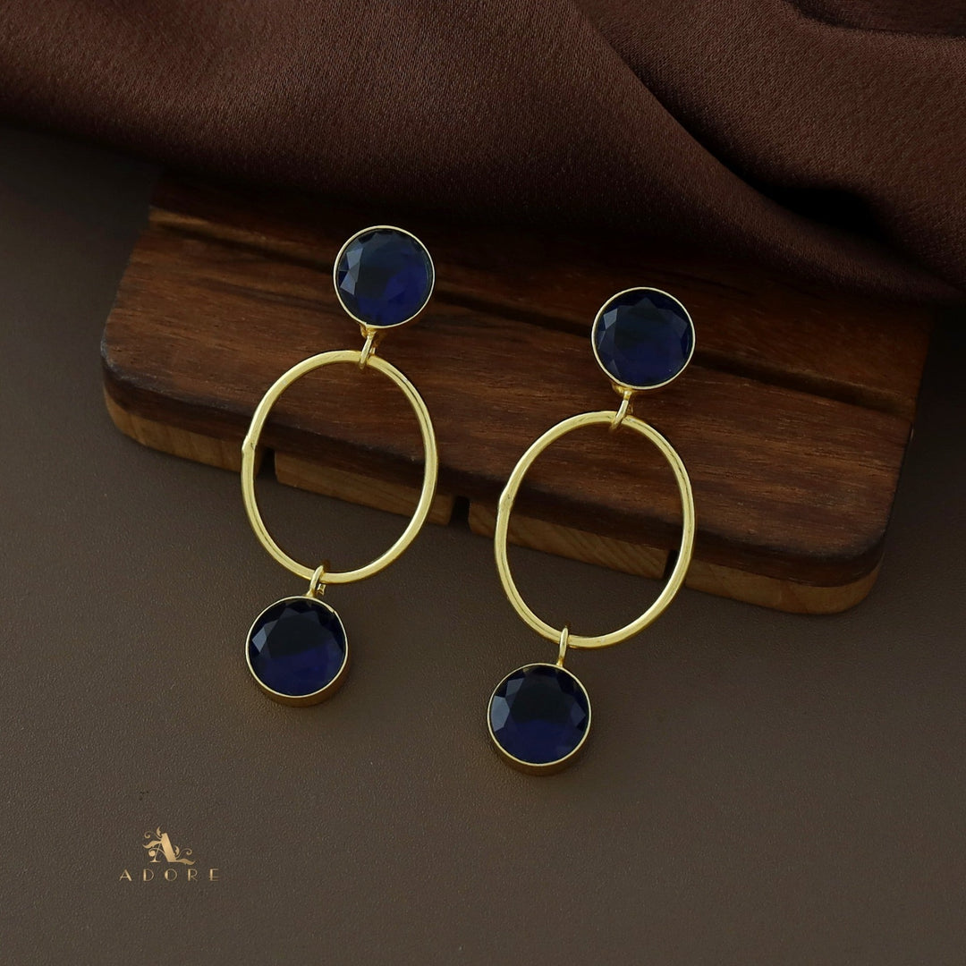 Rumi Glossy Twin Circle Golden Oval Earring