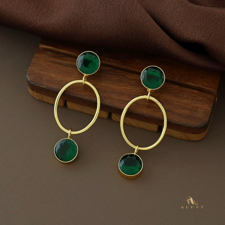 Rumi Glossy Twin Circle Golden Oval Earring