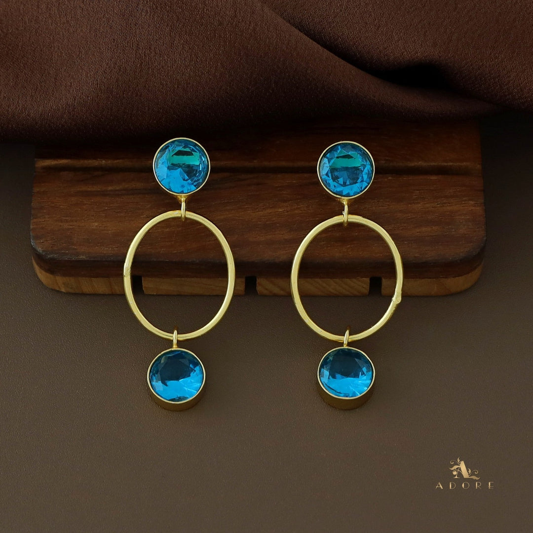 Rumi Glossy Twin Circle Golden Oval Earring
