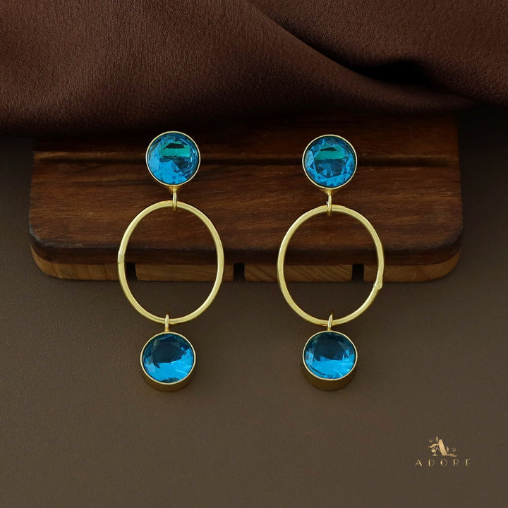 Rumi Glossy Twin Circle Golden Oval Earring