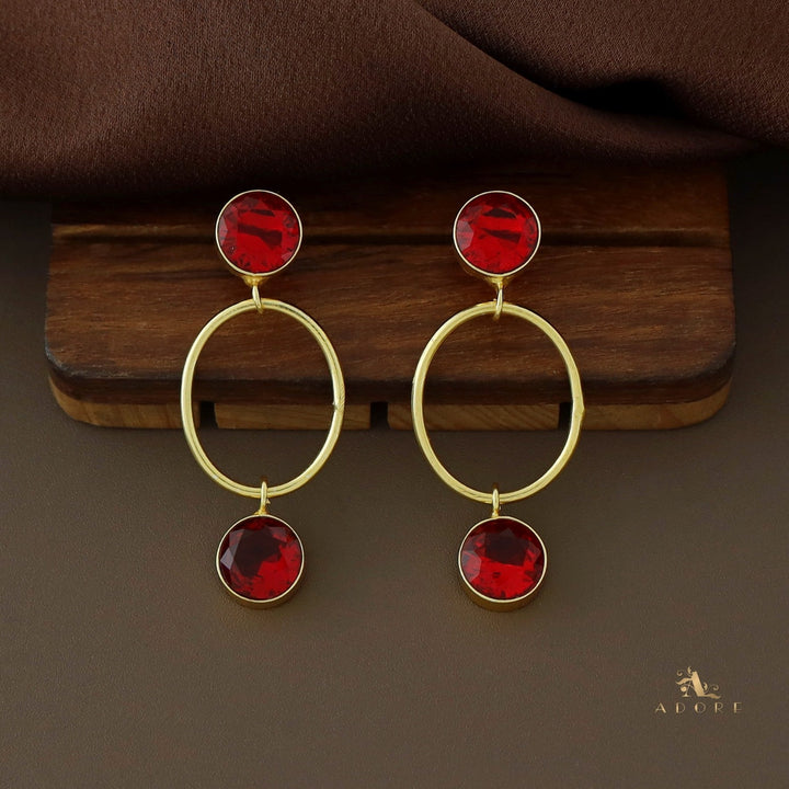 Rumi Glossy Twin Circle Golden Oval Earring