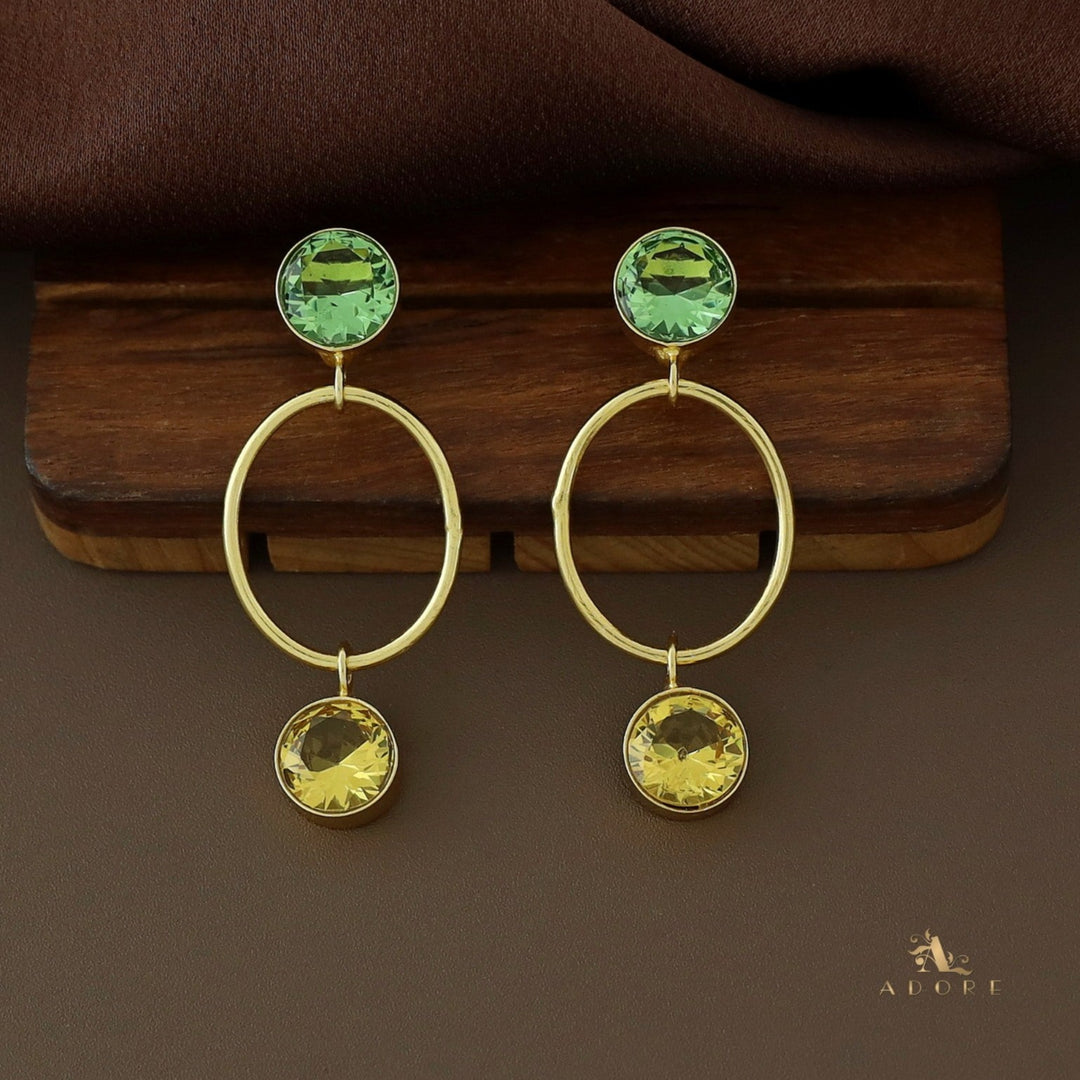 Rumi Glossy Twin Circle Golden Oval Earring
