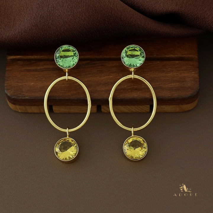 Rumi Glossy Twin Circle Golden Oval Earring