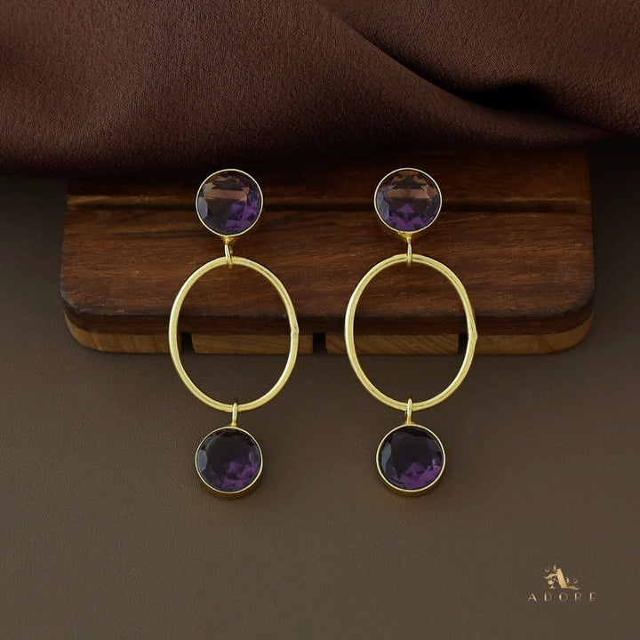 Rumi Glossy Twin Circle Golden Oval Earring