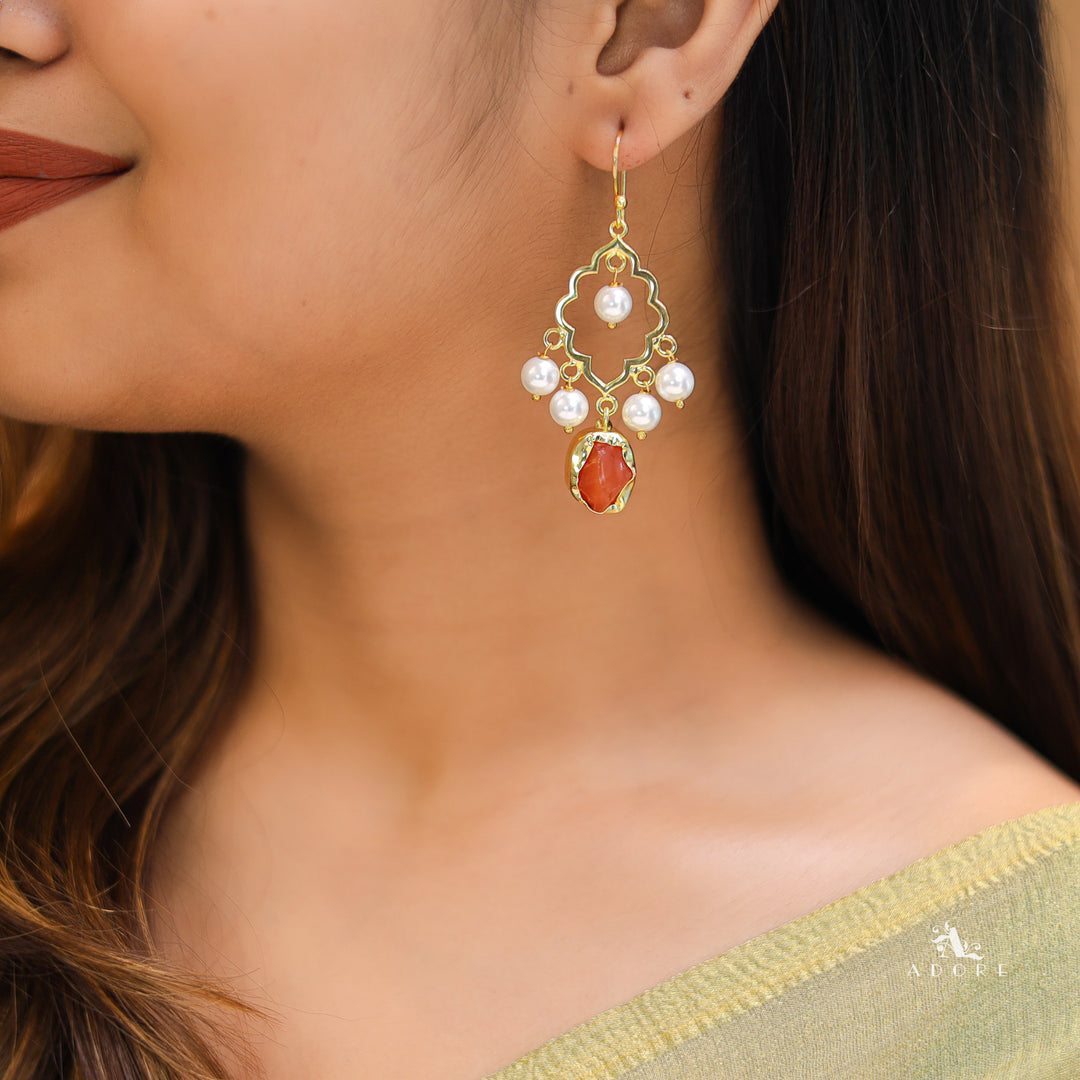 Naurin Hanging Pearl Raw Stone Drop