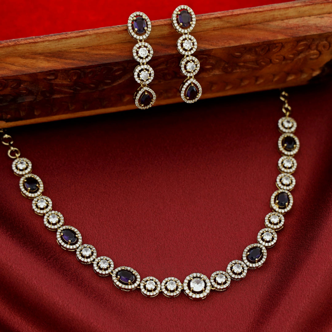 Anuga Glossy Short Neckpiece With Earring