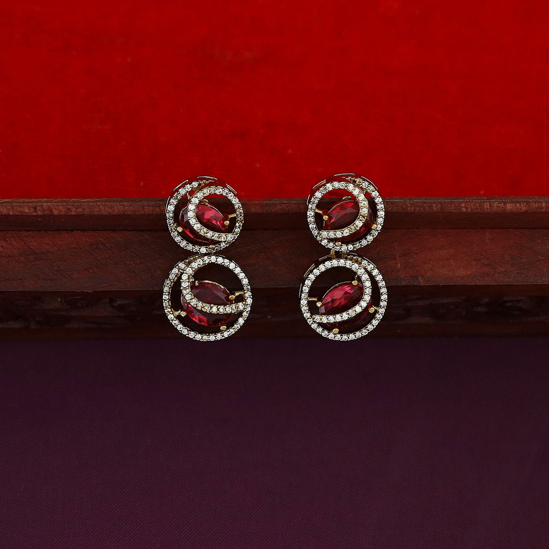 Laksha Tri Circle Oval Glossy Stiff Neckpiece With Earring