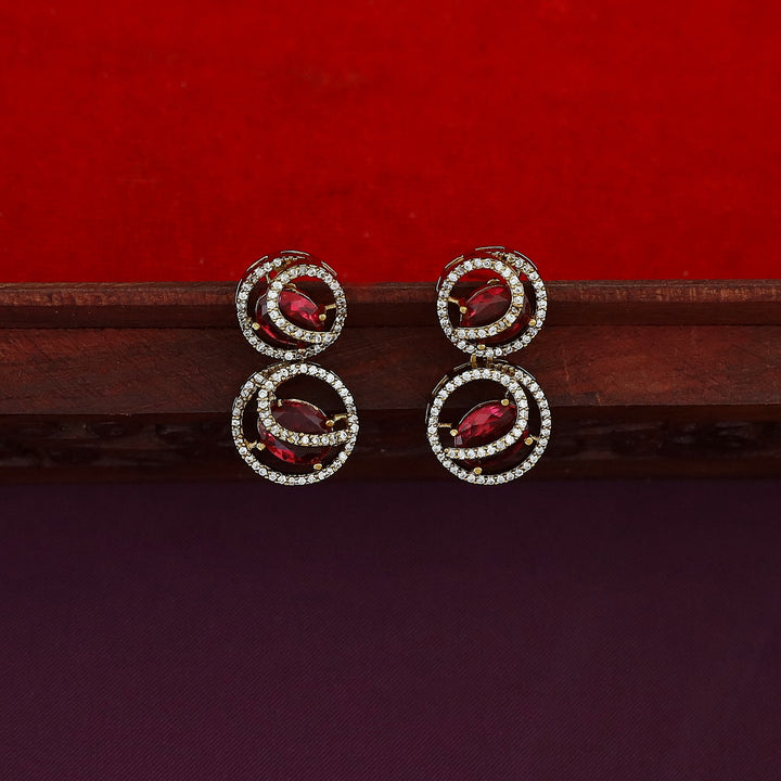 Laksha Tri Circle Oval Glossy Stiff Neckpiece With Earring