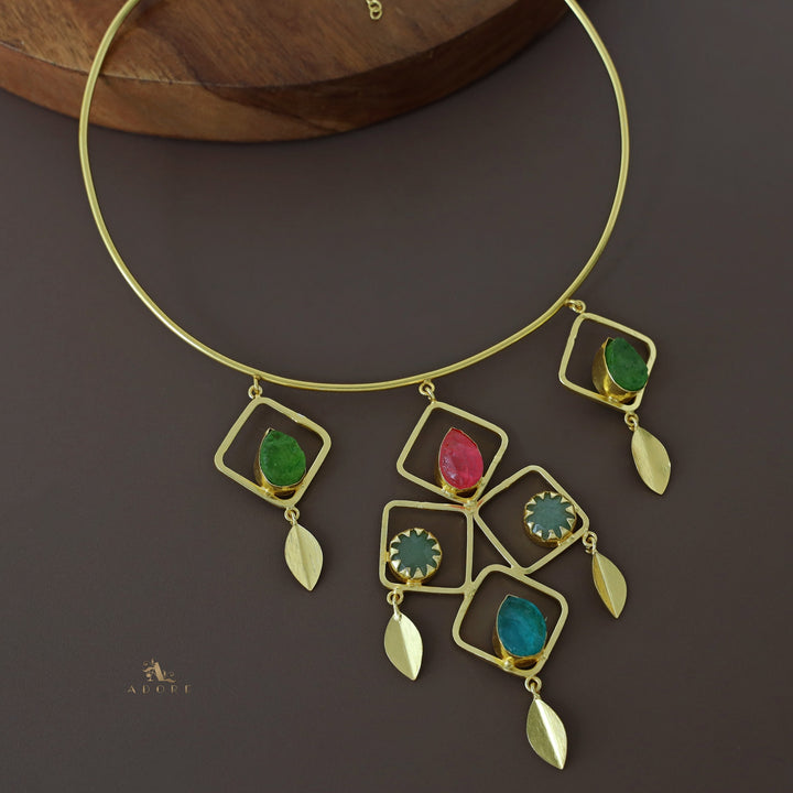 Golden Square Stack Dyed Stone Neck Cuff