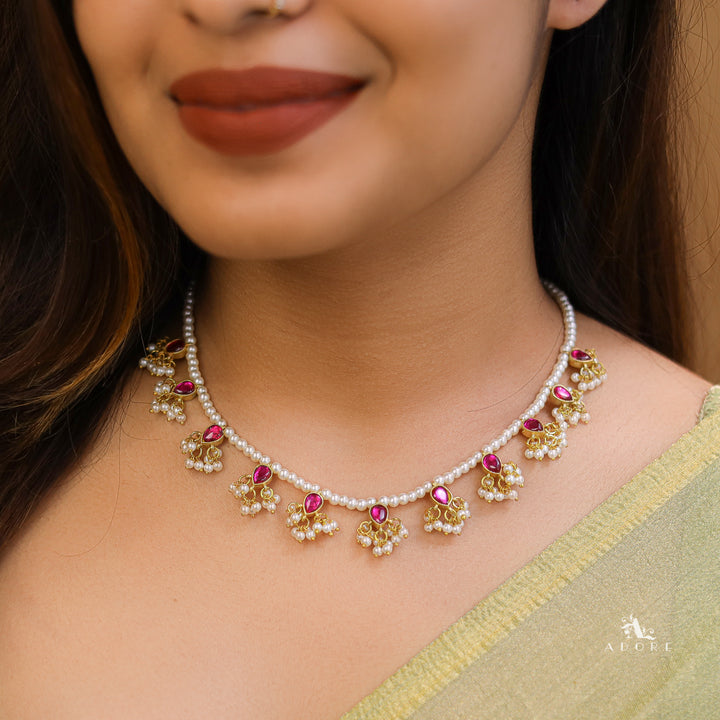 Navya Jadau Kundan Pearl Drop Neckpiece