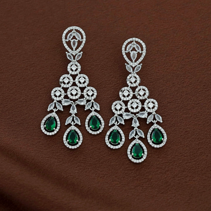 Premium Saiya AD Stone Glossy Drop Short Neckpiece With Earring