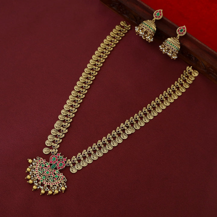 Premium Ikshitha Devi Kashi Jadau Kundan Beaded Long Haram With Earring