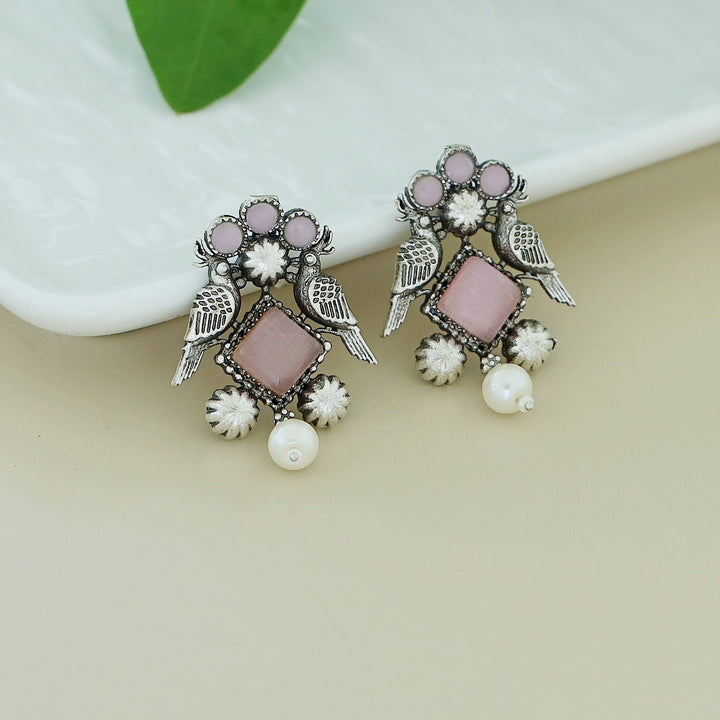 Bindiya Twin Bird Glossy Pearl Earring